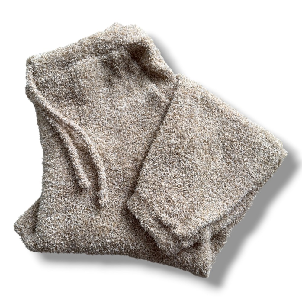 So Women's Sz M Tan Fuzzy Teddy Popcorn Knit High Rise Cozy Lounge Pants Joggers